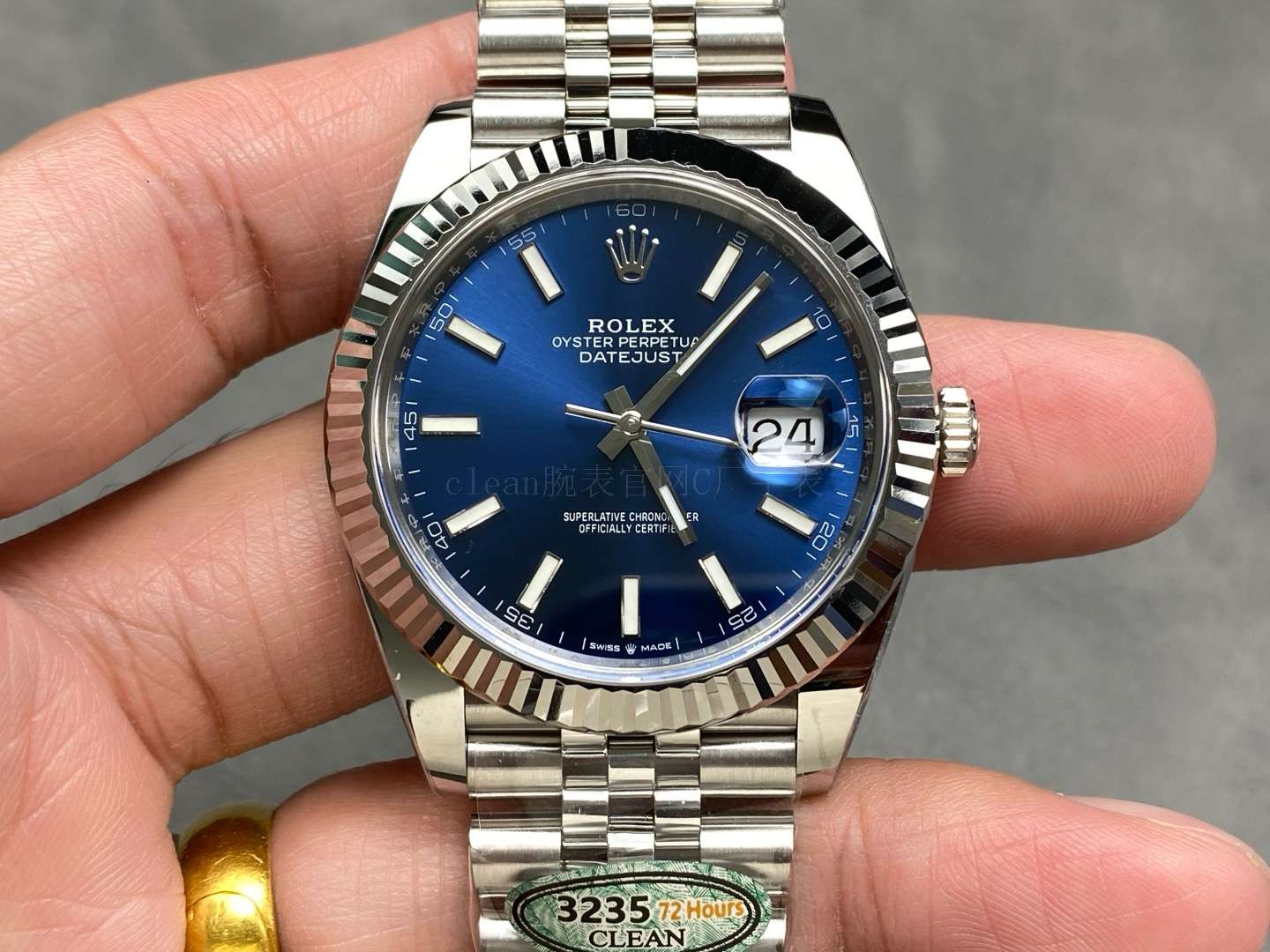 Clean Factory Rolex Diary Watch 3235 Movement 41mm 蓝