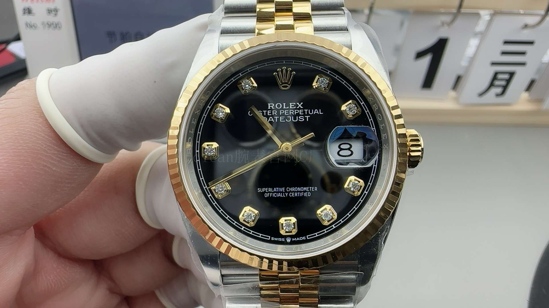 Clean Factory Gold Black Diamond Log 3235 Movement 36mm