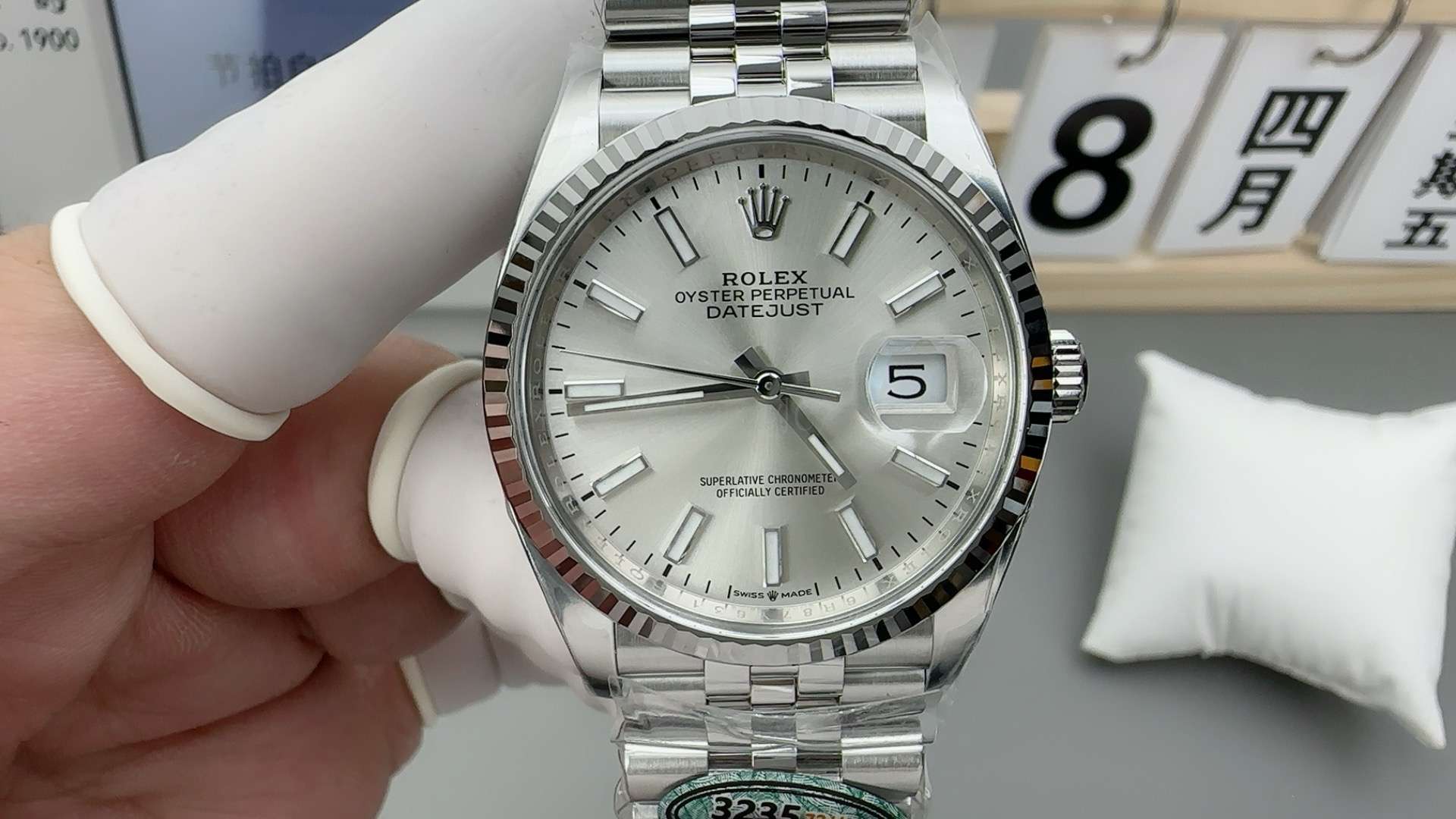 Clean Factory Silver Disk Log 3235 Movement 36mm